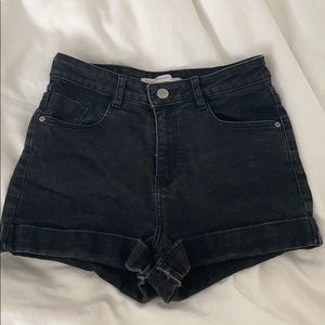 Black High Waisted Denim Shorts